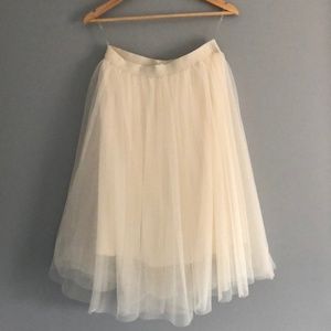 ESLEY IVORY TULLE MIDI SKIRT